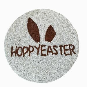 Tiramisu HOPPY EASTER Beaded Placemat 15in White & Gold Bronze NEW